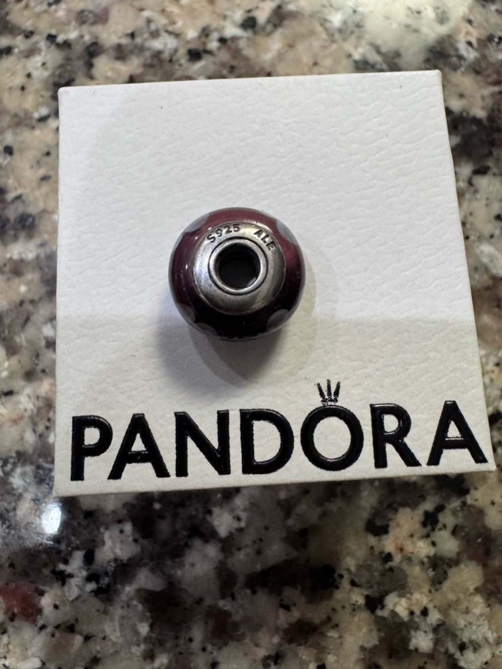 Pandora Purple and Silver Glass Charm - Picture 2 of 3
